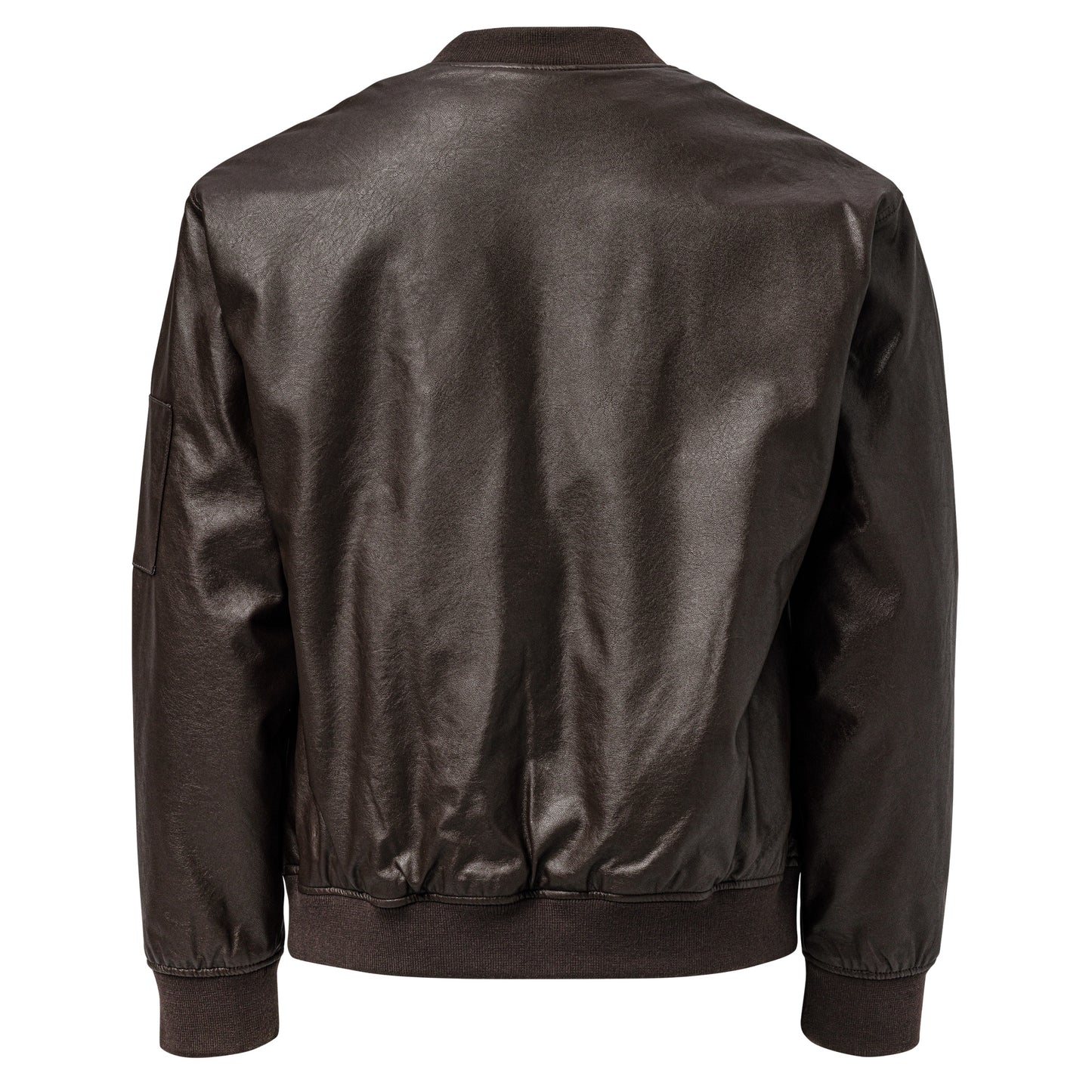 Brown Leather Bomber Jacket