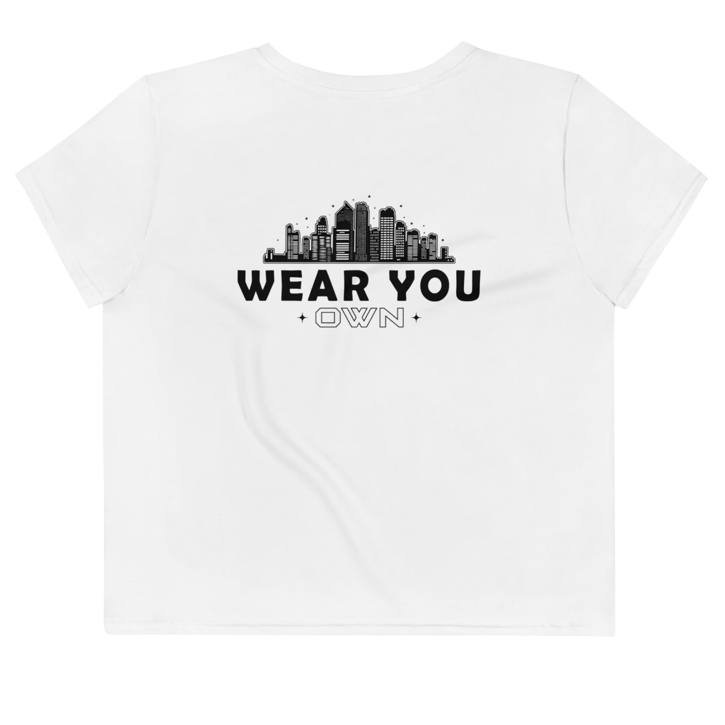 White Hand Printed Crop Tee