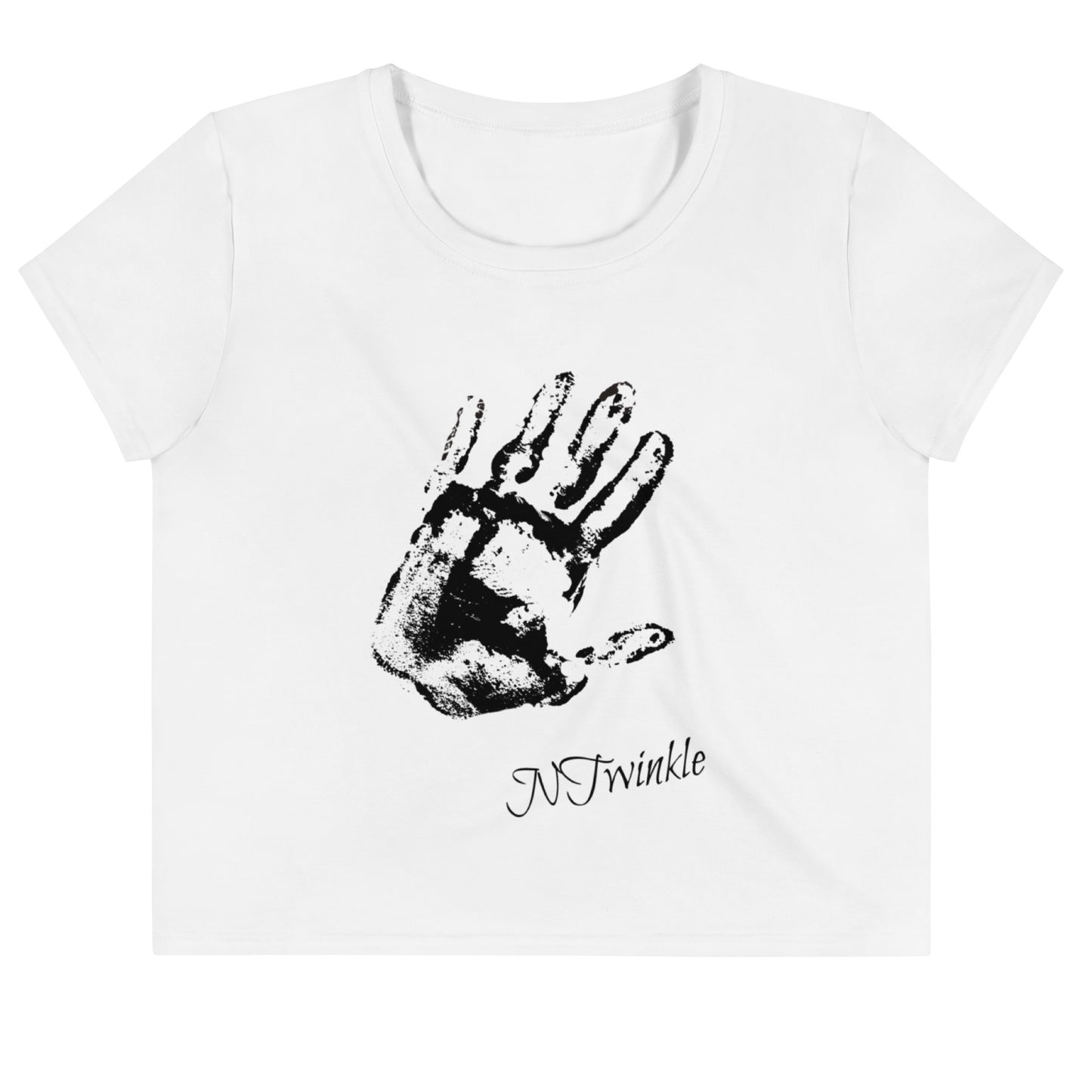 White Hand Printed Crop Tee